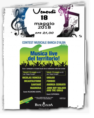 locandina del contest musicale 2018 di banca d'alba al quale il rejoicing gospel choir ha partecipato